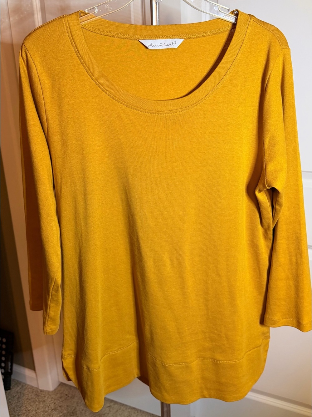 Mustard Yellow Women's Scoop Neck Top